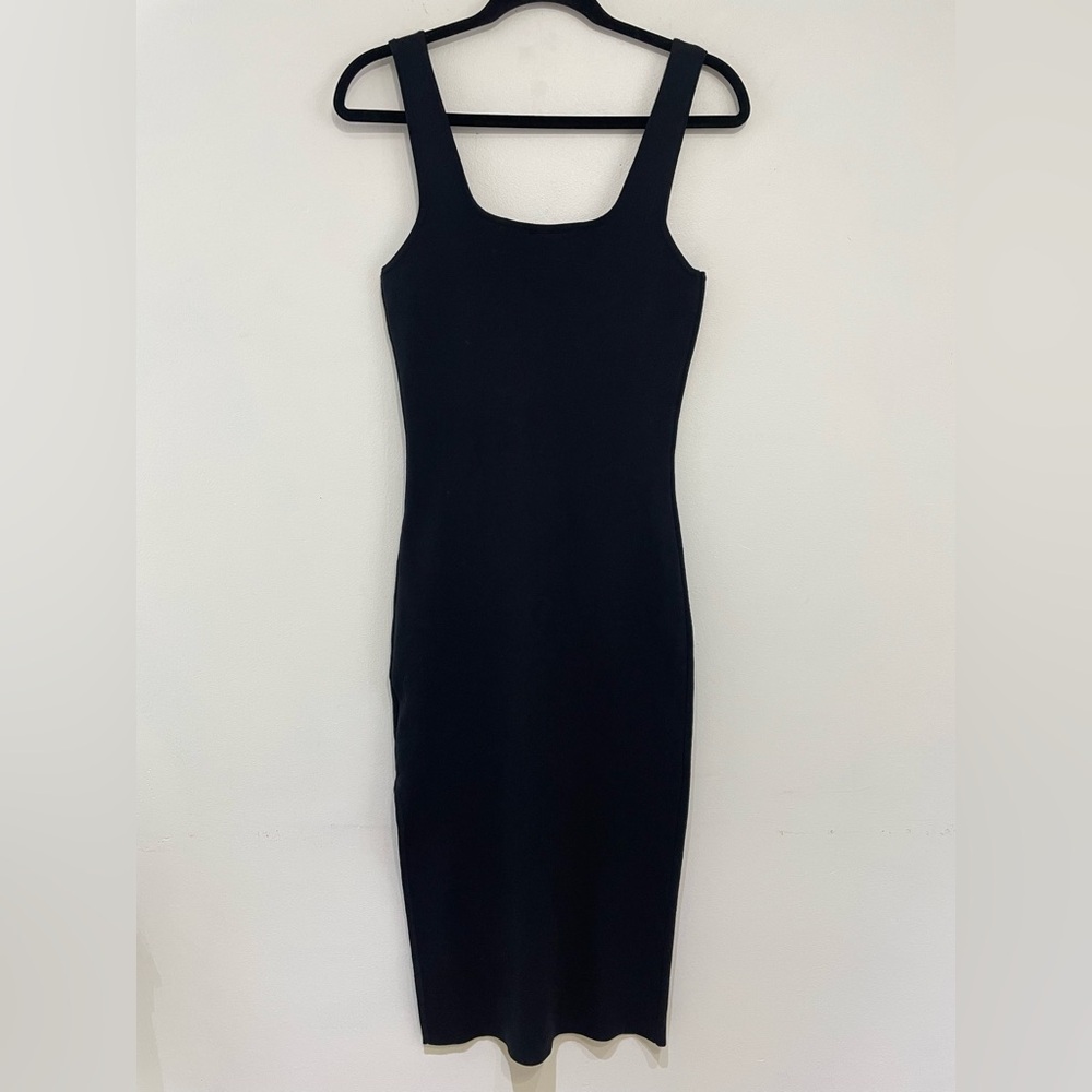 MIOU MUSE Shania Ribbed Midi Dress | Black | Minimalist Y2K Size Large - Picture 9 of 12
